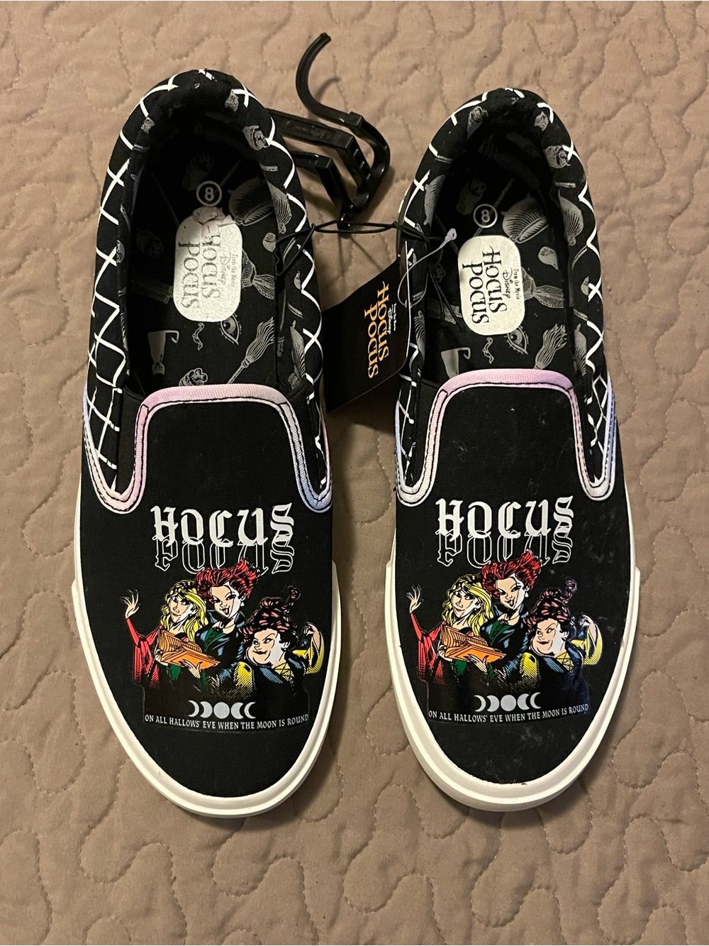 Disney Hocus Pocus Black Slip-On Women’s Shoes with Pink Trim